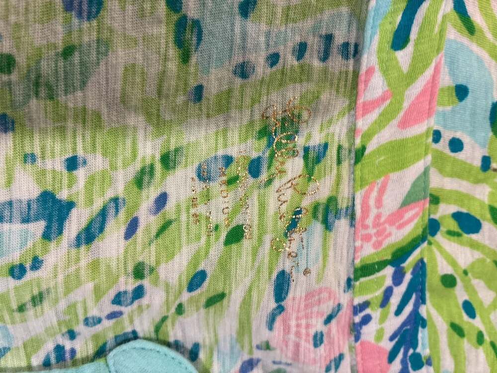 Lilly Pulitzer Arya Tank Top Size Medium Blue Green Coral Print
